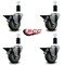 Service Caster 3.5'' Gray Poly Swivel 1-3/8'' Expanding Stem Caster Set with Brake, 4PK SCC-EX20S3514-PPUB-PLB-138-4 - alternate 4
